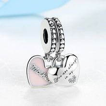 Authentic 925 Sterling Silver Bead Mom are always in my Heart Pendants Hang
