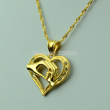 Anniyo Mom Loves Baby Necklaces for Women/Girls Hand in Hand Gold Color Cha