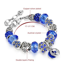 Fashion Jewelry Charm Bracelets & Bangles Blue Crystal Charm Bracelet for W