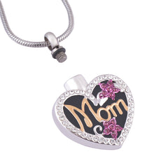 Snake Chain Cremation Necklace Two Tone Mom in Heart Memorial Funeral Keeps