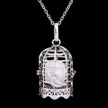 Bird Lockets Bell Necklace Silver Color Blue Pink Black White Ball Necklace