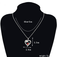 hollow out heart rose flower MOM red crystal pendant necklace fashion women