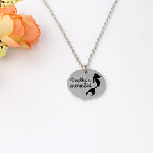 "Really a Mermaid" Round sheet Pendanr Necklace Charm Women Mermaid Pattern