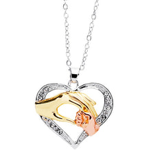KUNIU 2017 New Arrival Hand Holding Love Heart Pendant Necklace Rose Gold M