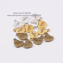 Vintage Metal Heart  Letters Mom Charms for Jewelry Making DIY Handmade Alp