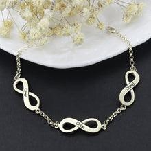 Personalized Infinity Name Bracelet Sterling Silver Custom Triple Infinity