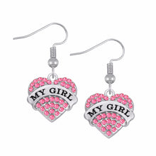 Lemegeton New Fashion Crystal Heart My Girl Mom Niece Word Heart Dangle Dro