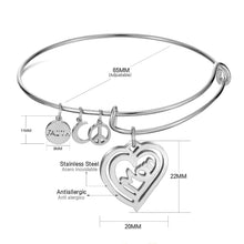 Fashion  heart women girls carter jewelry stainless steel  bangle bracelet