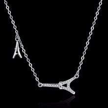 Lovely Sparkling Cubic Zirconia Eiffel Tower Necklace 100% Real 925 Sterlin