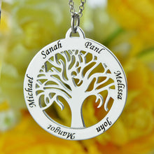 Wholesale Family Tree Necklace Engraved Circle Name Necklace Sterling Silve