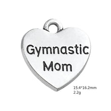 my shape 20pcs heart gymnastic mom sporty charm engraved pendant-in Charms