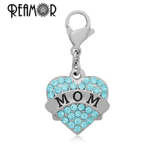 REAMOR 316l Stainless Steel Full Crystal Letter Mom Tiff Heart Floating Dan
