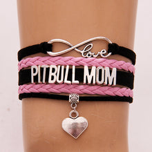 (10Pcs/Lot) Infinity Love Pitbull Mom Bracelet & bangles Heart Charm leathe