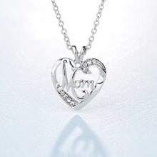 Female charm Heart MOM letters Rhinestone Pendant Necklace For Women and Mo