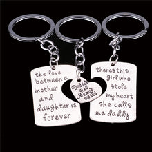 3PC Engraved Daddy Little Girl Mom Best Friend Love You Heart Keyrings Key
