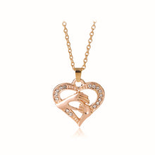 Trendy Charin Female Heart Hollow Inlaid Crystal Mom Hand with Kid Hand Nec