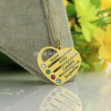 Personalized Family Necklace Gold Color Mom Necklace with Kids Names Engrav