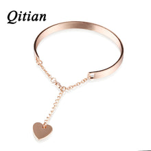Qitian Free Engrave Custom Jewelry Rose Gold Color Name Logo Statement Bang