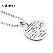 Stainless Steel Mom Dad Son Tag Engraved Pendant Necklace Silver Mother Fat
