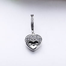 100% 925 Sterling Silver Mom Heart Dangle Charms Fit Original Pandora Brace