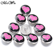 10pcs/lot Mrs Win Snap Jewelry LOVE MOM Snap 18MM Buttons fit Snap Bracelet