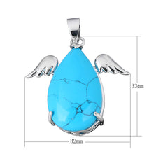 YYW Natural Real Stone Pendants Jewelry Women Mom Lucky Wings Teardrop Quar