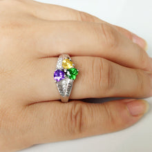 AIJAJA 925 Sterling Silver Family Names Birthstones Rings Personalized Hear