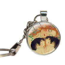 Gustav Klimt Art Painting Keychain Glass Cabochon Mother And Child Key Ring