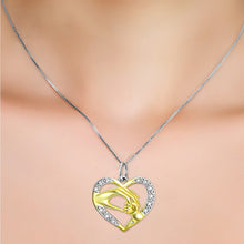 GNX11957 100% Real Pure 925 Sterling Silver Crystal Love Heart Necklace Mom