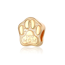 Cute Animal Dog Paw Mom Beads Large Hole Silver Plated Charm Bead Fit Europ