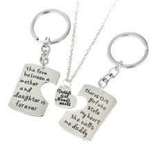 Dad Daughter Mother Pendant Necklace 3pcs Keychain Family Mother's Day Fath
