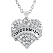 my shape Elegant Heart Rhinestone Paved Cheer Mom Pendant Necklace Christma