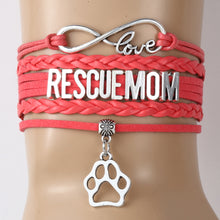 Infinity Love Rescue Mom Bracelets Paw Charm Bracelet  Animal Dog / Cat Pet
