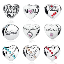 925 Sterling Silver Mother Mom Dad Daughter Sister Beads Fit Pandora Origin