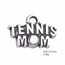 50Pcs/Lots Antique Silver Tennis Mom Charms Dangle Hanging Sport Charm DIY