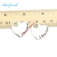 12pcs Tibetan Silver Plated I Love Mom Charms Pendants for Jewelry Making D
