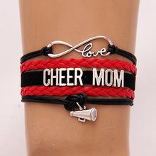 Infinity Love Cheer Mom Bracelet & bangles Megaphone charm leather braided