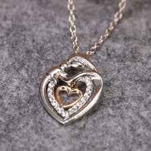 Heart Shaped Mom And Baby Necklaces Mum Son Daughter Child kid Crystal Rhin