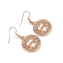Chic Gold Color Hollow Royal Flower Carved Earrings Love Heart Letter Mom E