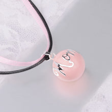 Eudora Harmony Pink Round Mom Bola Pendant Necklace with Ribbon Chain Music
