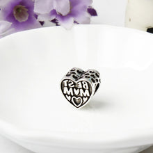 5PCS New Zinc Alloy Antique Silver Charm Best Mom Big Hole Hollow Heart Bea