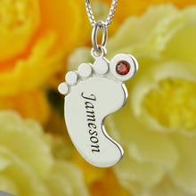 Wholesale Birthstone Necklace Baby Feet Necklace kids Name Mother Necklace