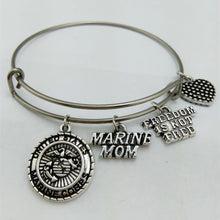 my shape  United States Marine Mom Charm Bangle Stainless Steel Metal Expan