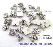 26pcs alloy and rhinestone floating living charms letters 5 8mm for living
