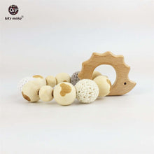 Let's Make Hedgehog Wooden Teether Chew Beads Baby Rattle Teether Nattural