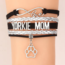 Drop Shipping Infinity Love Yorkie Mom Bracelet Handmade Dog Paw Charm Dog