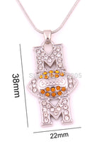 30pcs zinc alloy American football Mom Pave Crystal Pendant necklace-in Pen