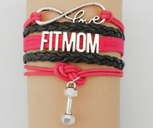 Drop Shipping Infinity Love Fit Mom Bracelet  Fuchsia with White Leather Fr