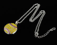 Baseball Softball Mom Pave clear Crystal sports Pendant chain necklace-in P