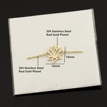 Stainless Steel Gold Charm Healing Lucky Lotus Flower Bracelets For Women B